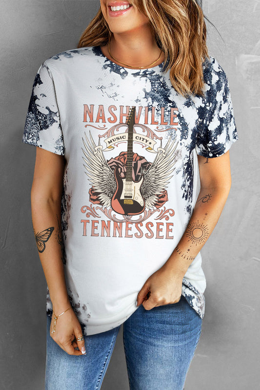 Nashville Tennessee Guitar Graphic Short Sleeve T-Shirt